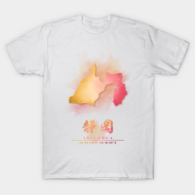 Shizuoka, Japan Watercolor Map Art T-Shirt by Takeda_Art